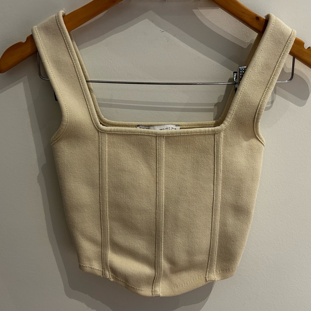 Zara Cream Fitted Bustier Bodysuit